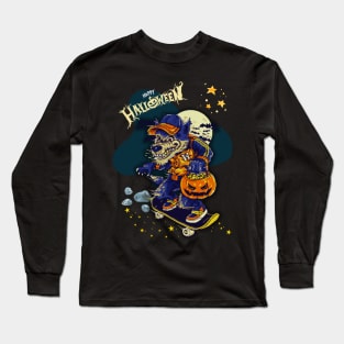 A wolf on skates shirt for summer and Halloween Long Sleeve T-Shirt